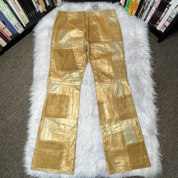 Vintage Parasuco Womens Patchwork Leather Pants Parasuco Jeans Pearl - Picture 4 of 6